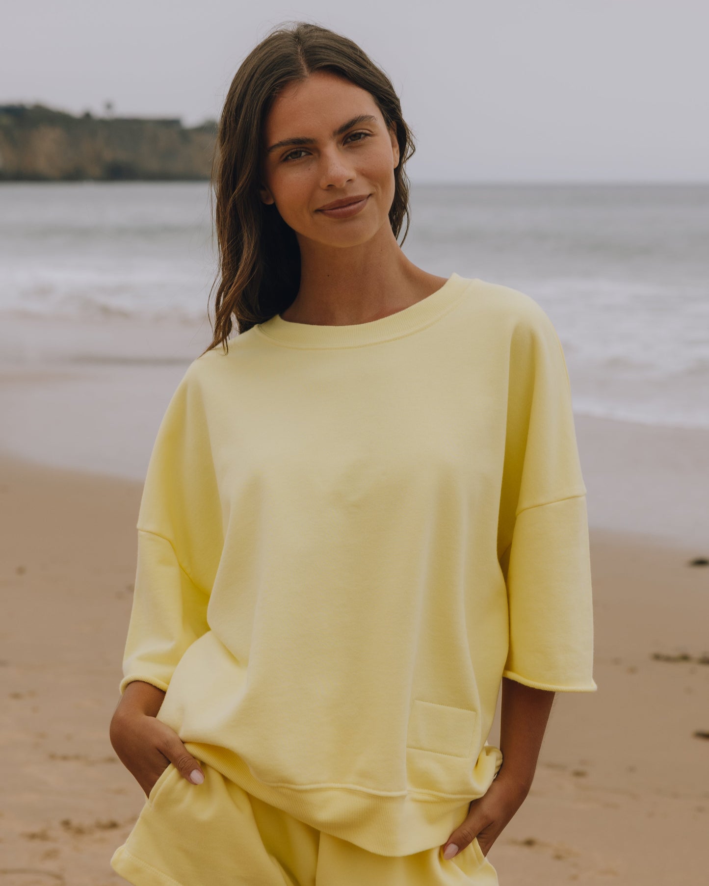 Cropped Sleeve Crew - Lemonade