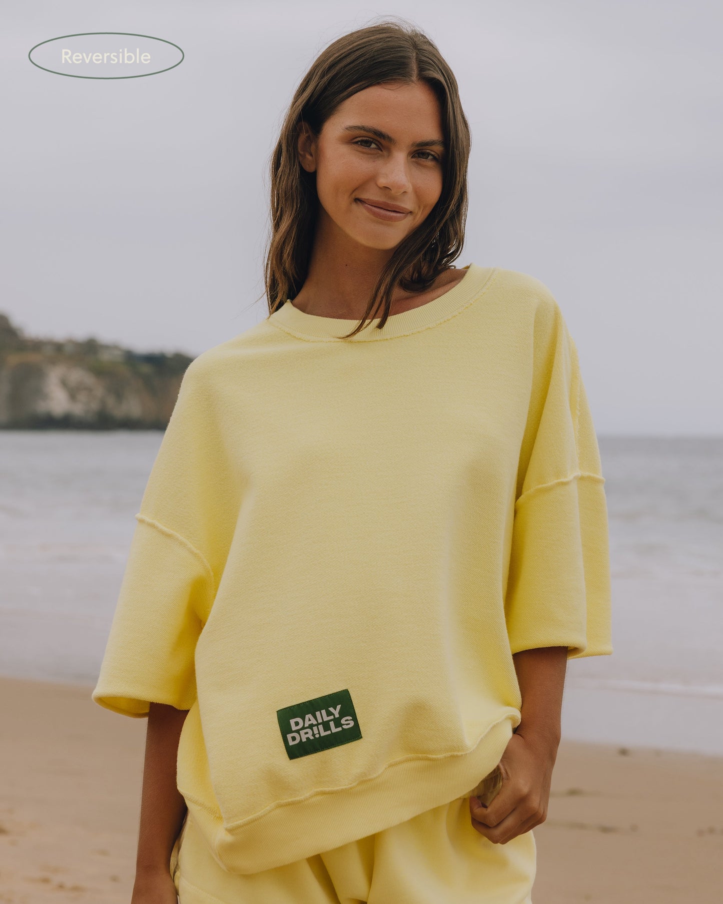 Cropped Sleeve Crew - Lemonade