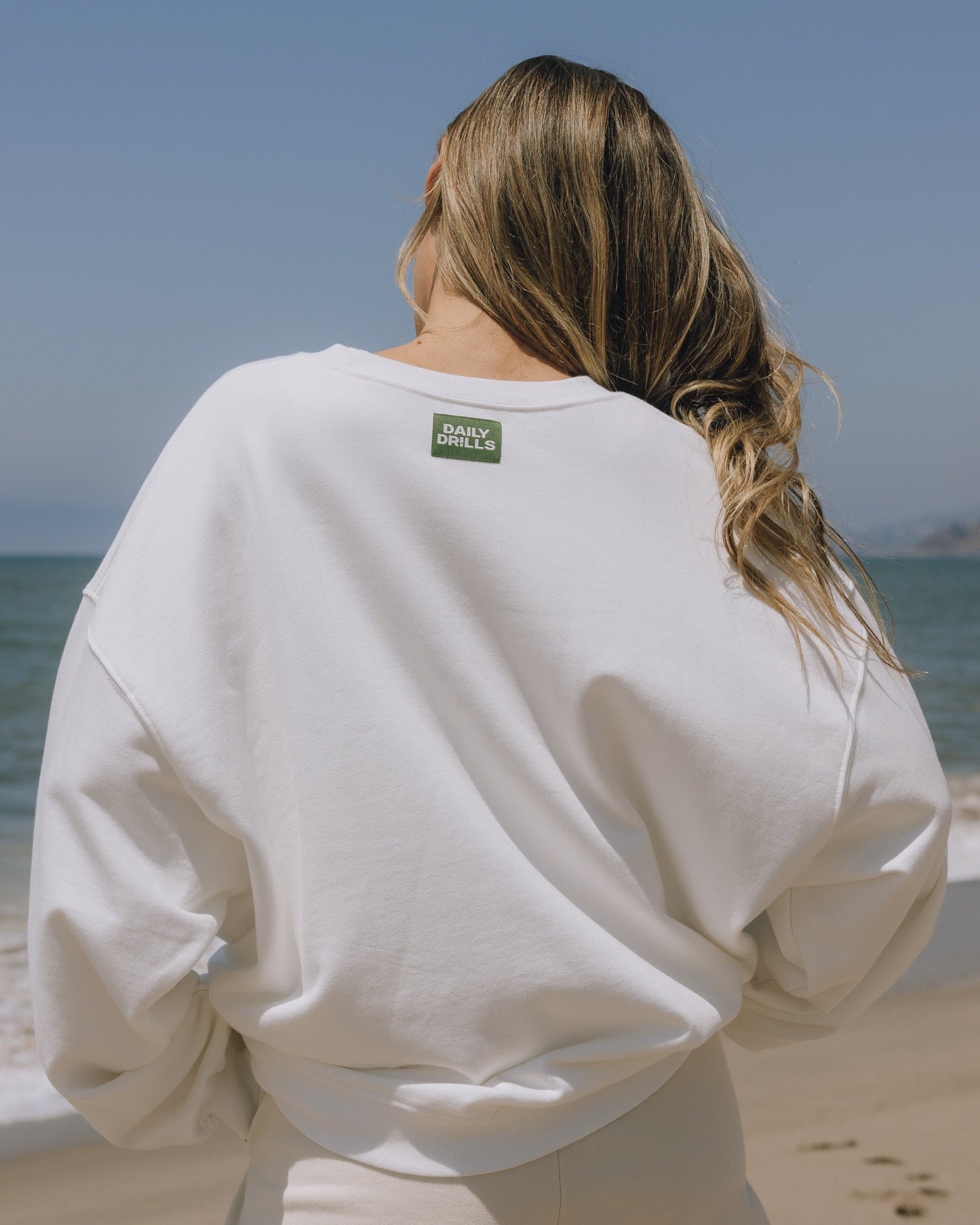 Oversized Sport Crew - Raw White with DD Green