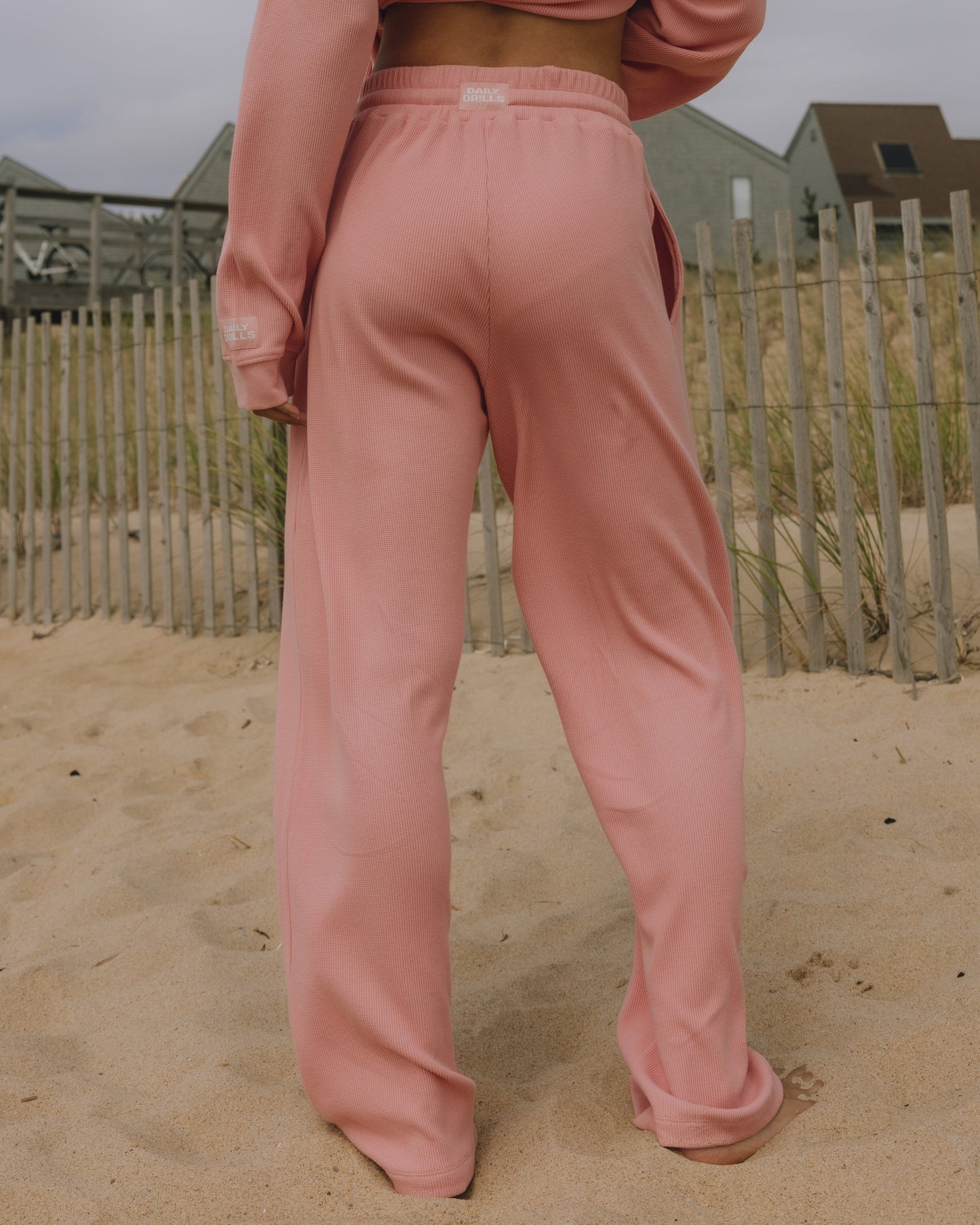 Thermal Resort Pants - Dusty Rose with Monochrome Patch
