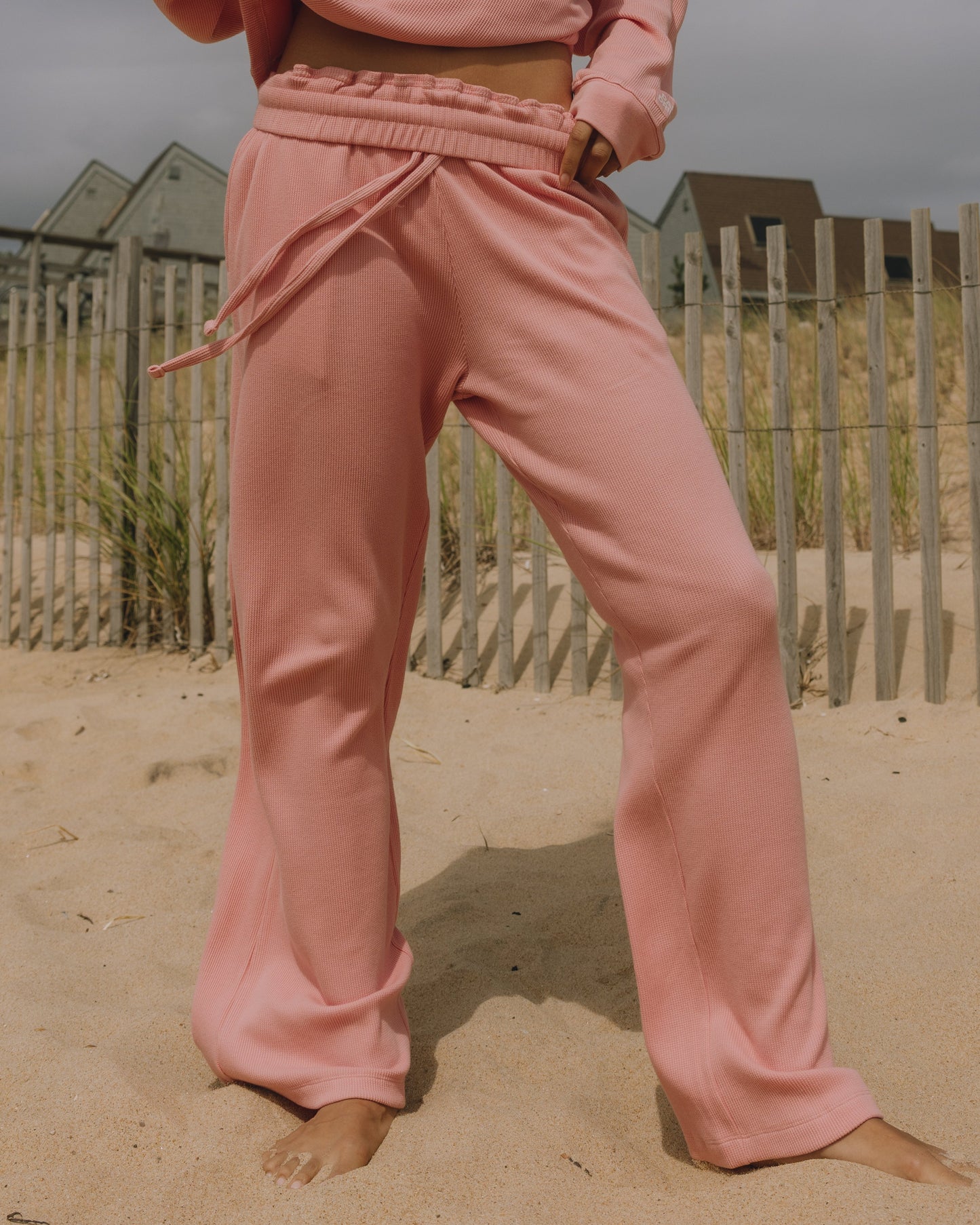Thermal Resort Pants - Dusty Rose with Monochrome Patch