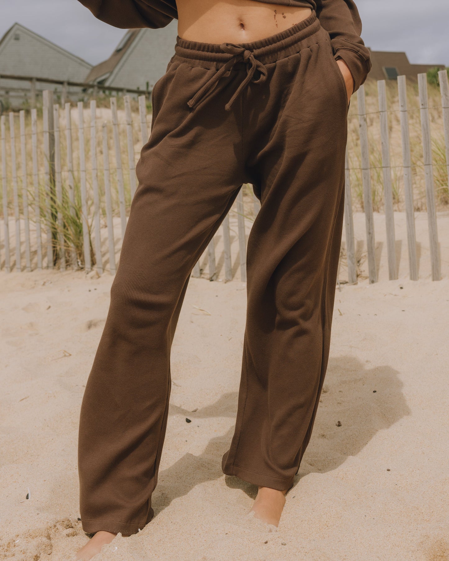 Thermal Resort Pants - Coco with Monochrome Patch
