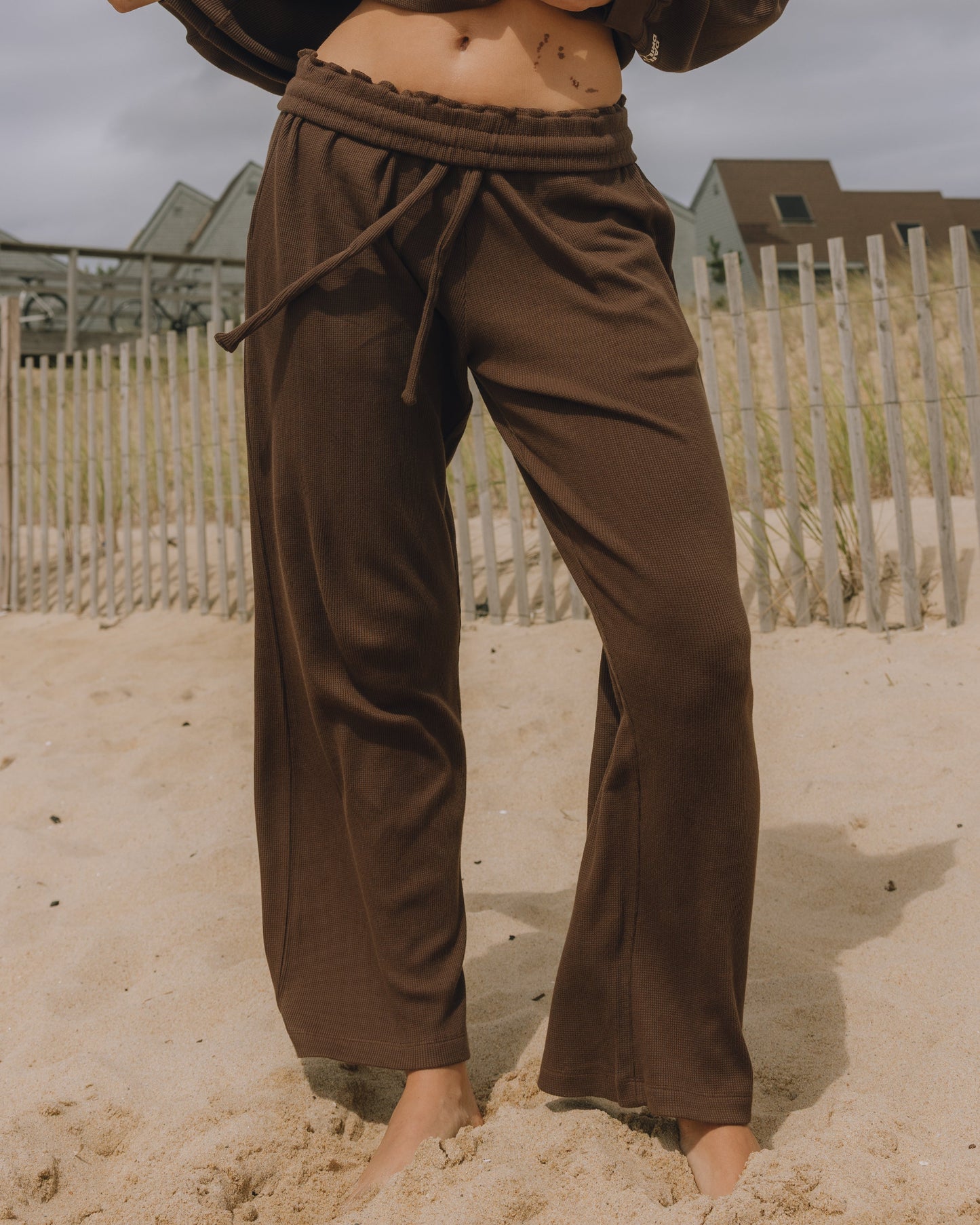 Thermal Resort Pants - Coco with Monochrome Patch