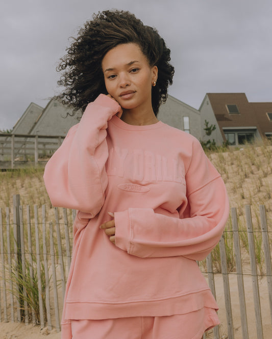 Oversized Sport Crew - Dusty Rose with Monochrome Patch
