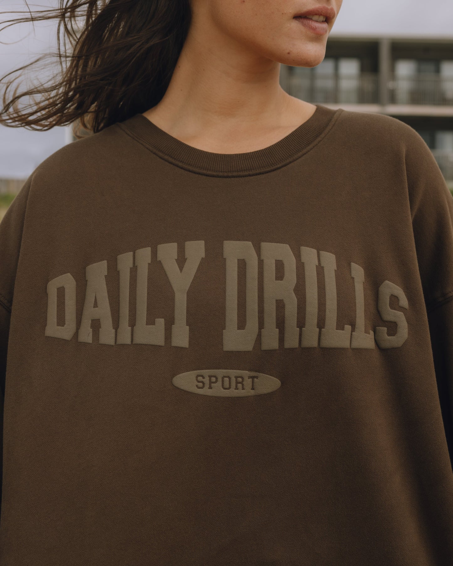 Oversized Sport Crew - Coco with Monochrome Patch