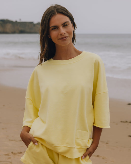 Cropped Sleeve Crew - Lemonade