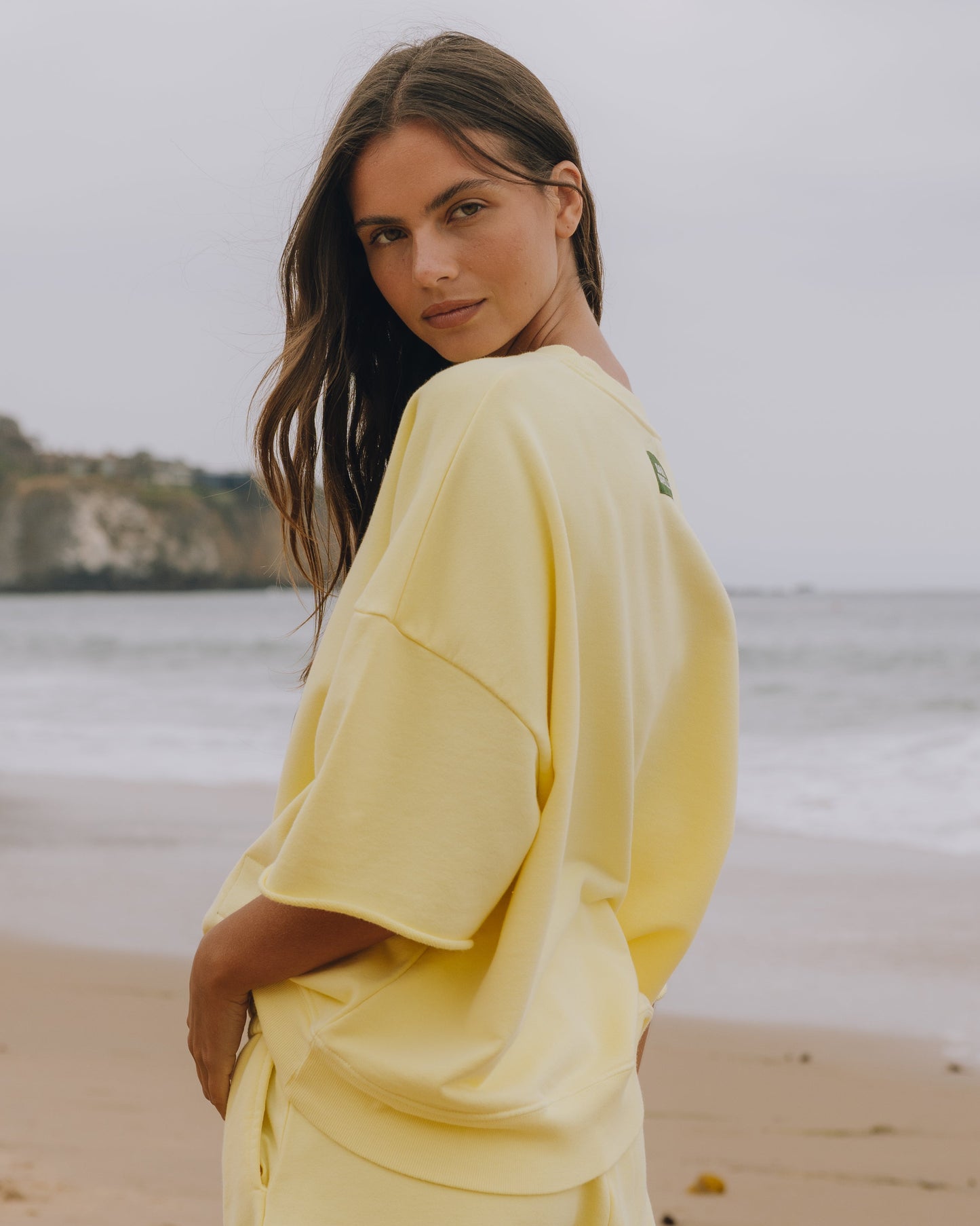 Cropped Sleeve Crew - Lemonade