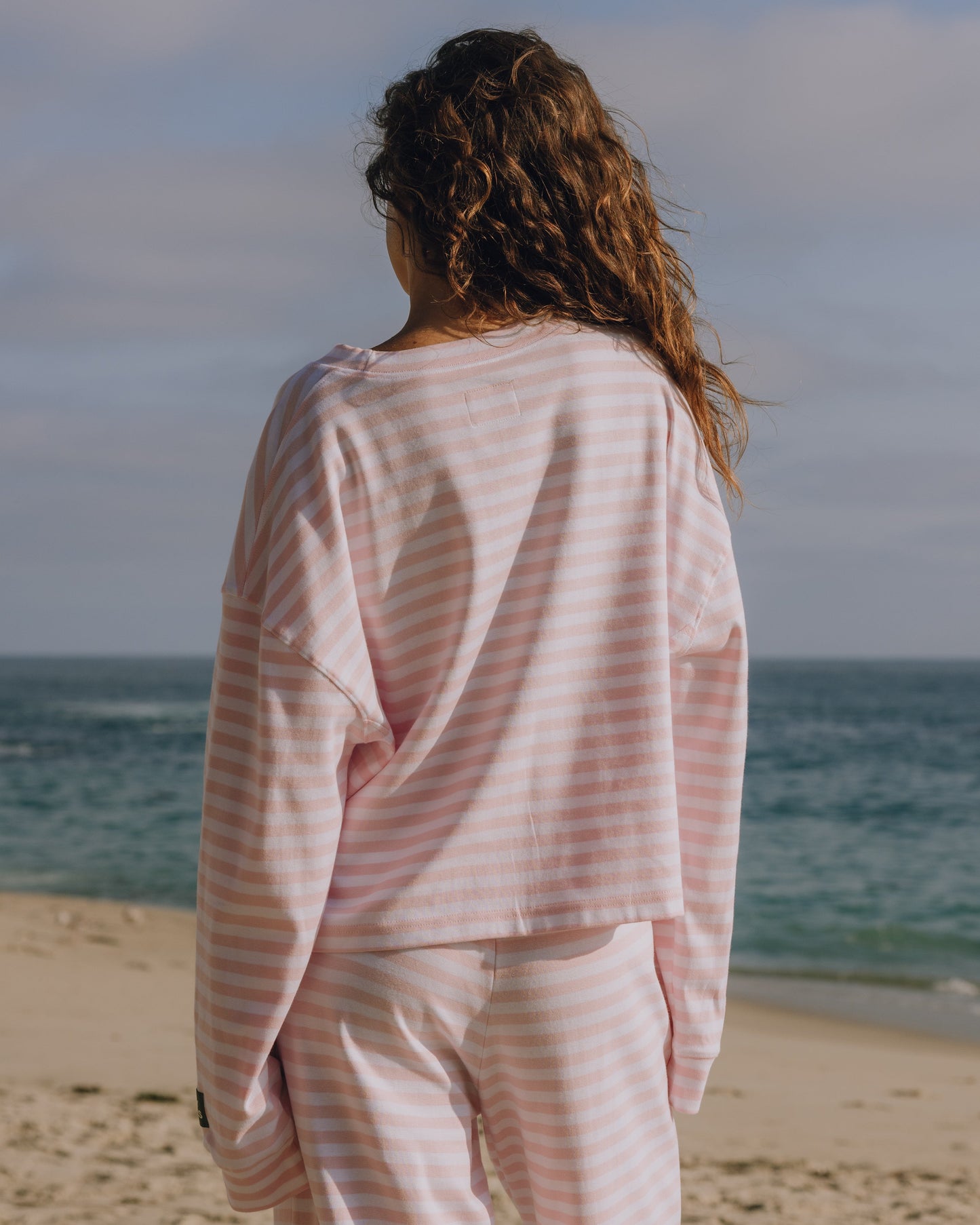 Striped Cotton Long Sleeve - Cupid + White Stripe