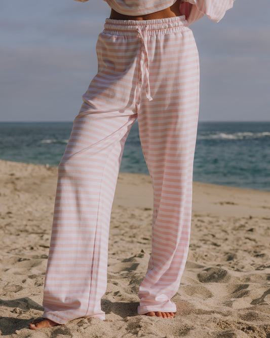 Striped Cotton Pants - Cupid + White Stripe