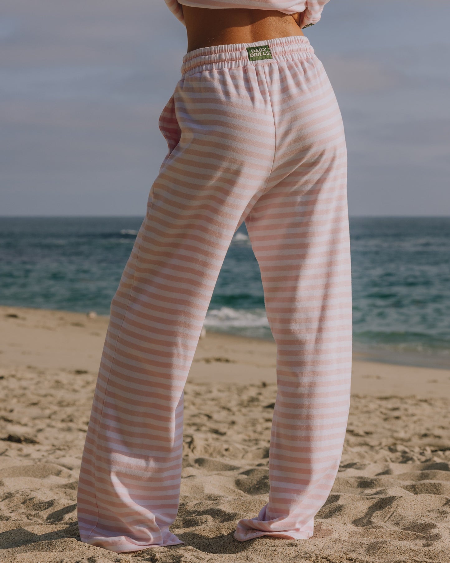 Striped Cotton Pants - Cupid + White Stripe