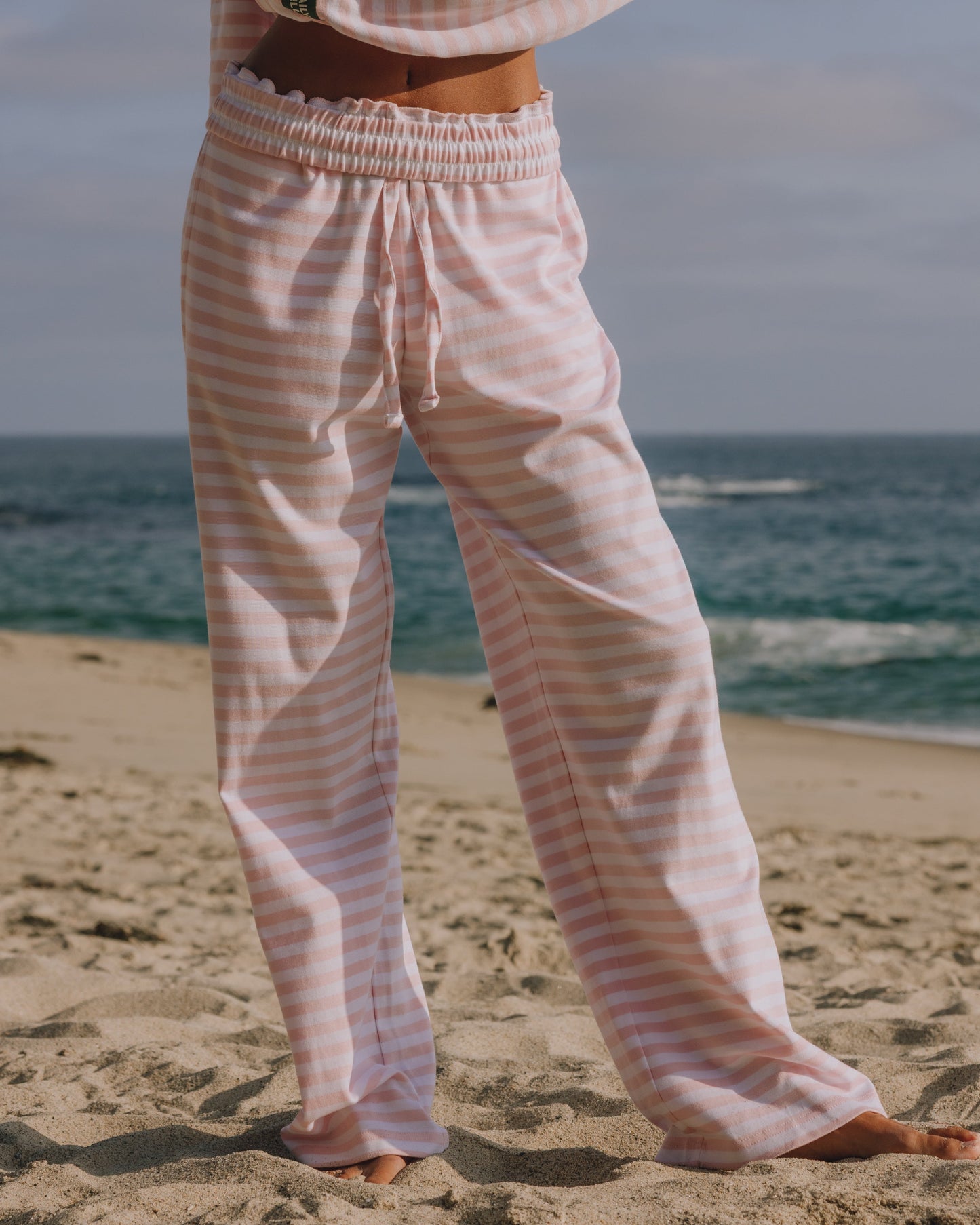 Striped Cotton Pants - Cupid + White Stripe