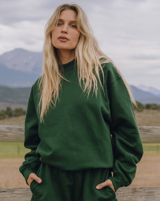 Fleece Vintage Crew - Forest Green