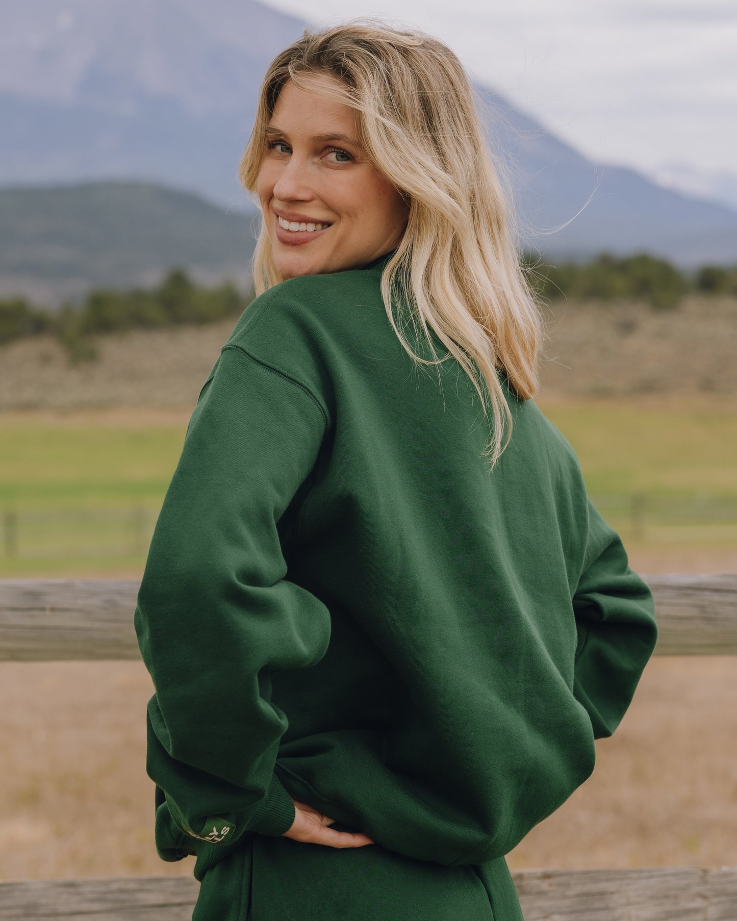 Fleece Vintage Crew - Forest Green