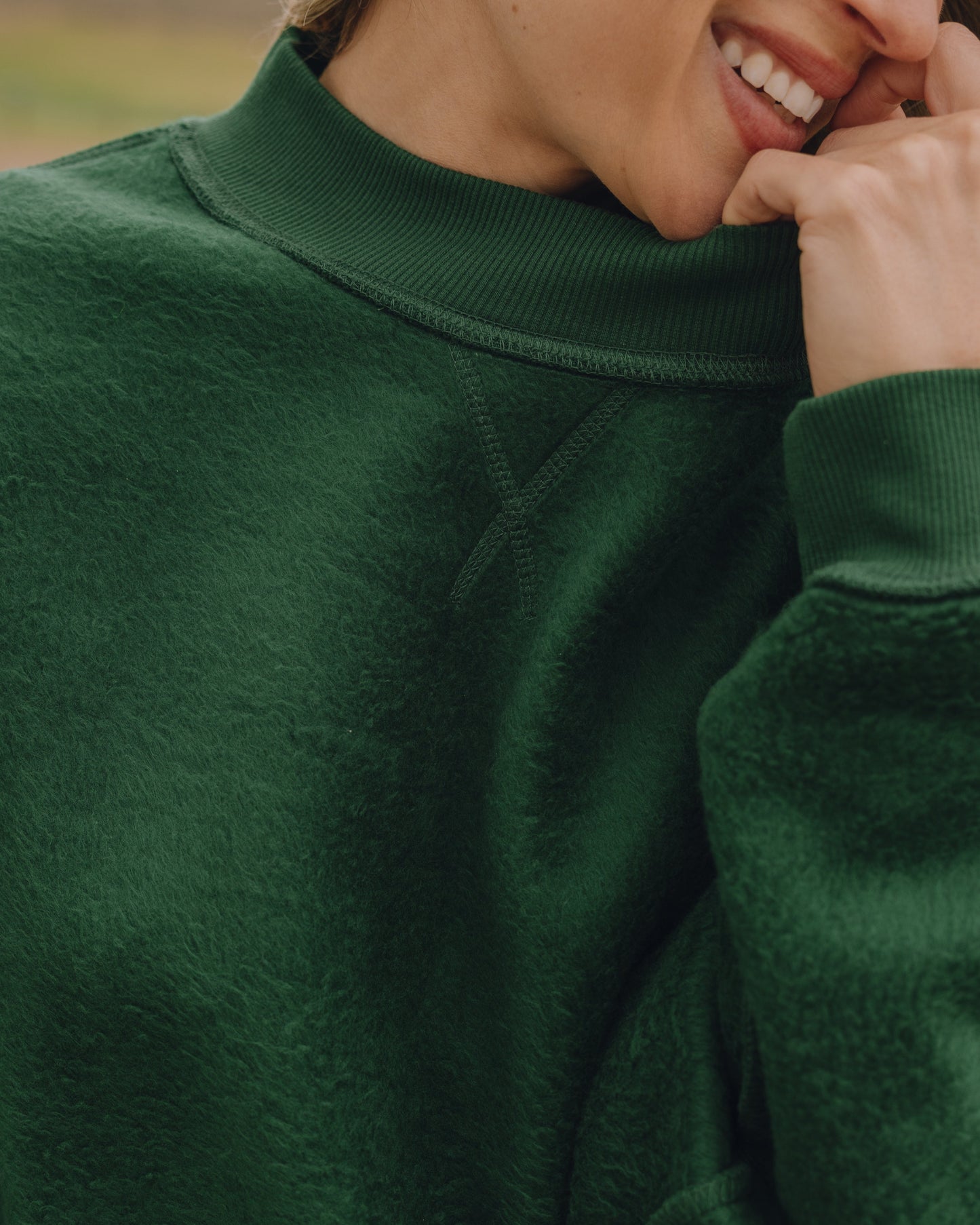 Fleece Vintage Crew - Forest Green