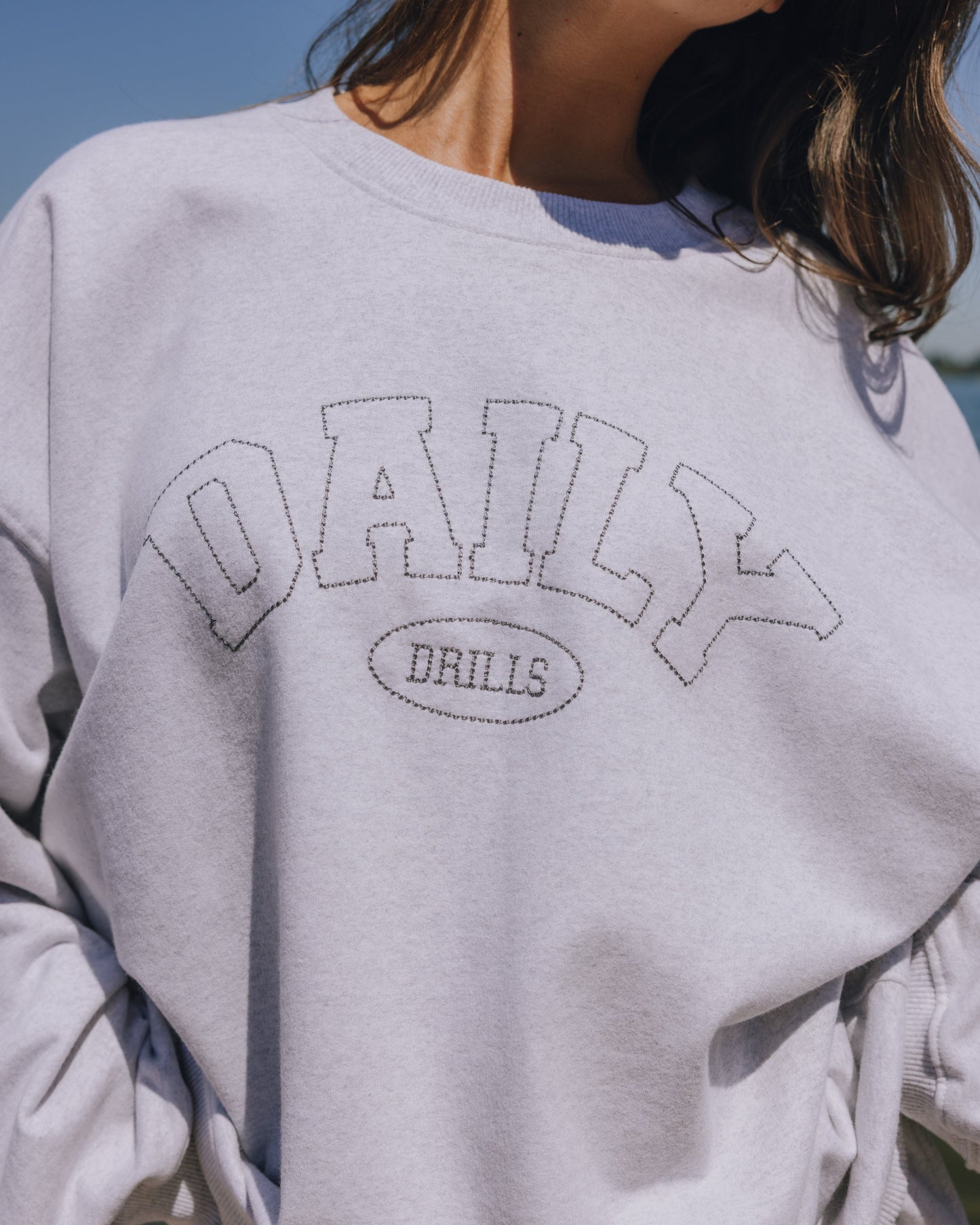 Oversized Fleece Daily Crew - Heather Grey + Dark Grey Stitch
