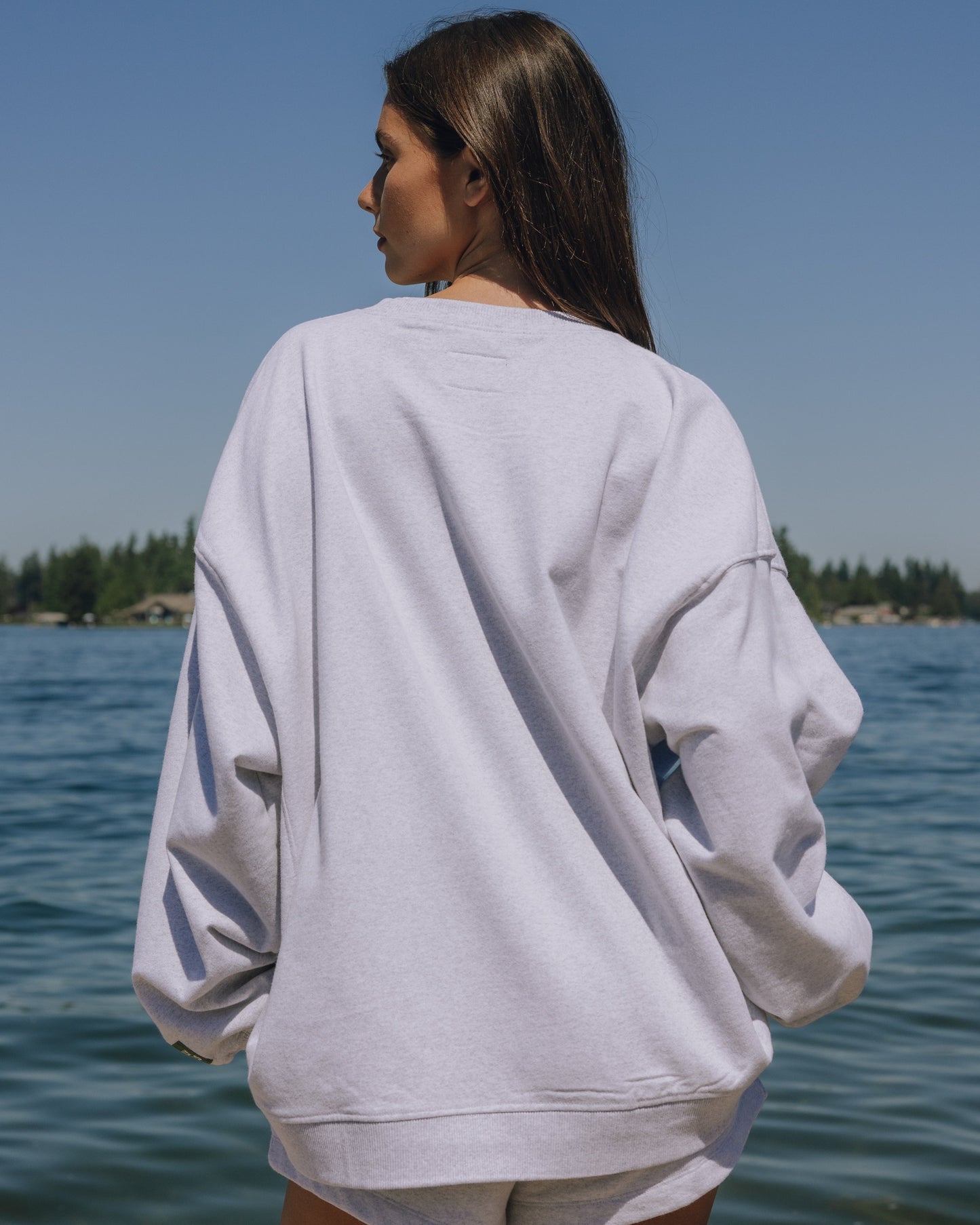 Oversized Fleece Daily Crew - Heather Grey + Dark Grey Stitch
