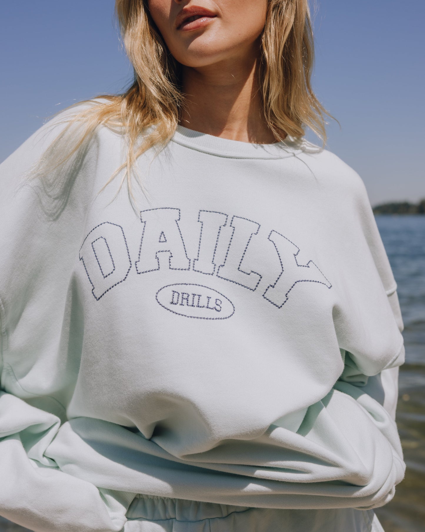 Oversized Daily Crew - Lake Day + Navy Stitch
