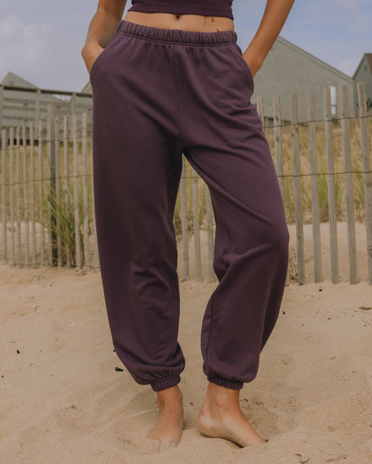 Unisex Joggers - Plum with Monochrome Patch