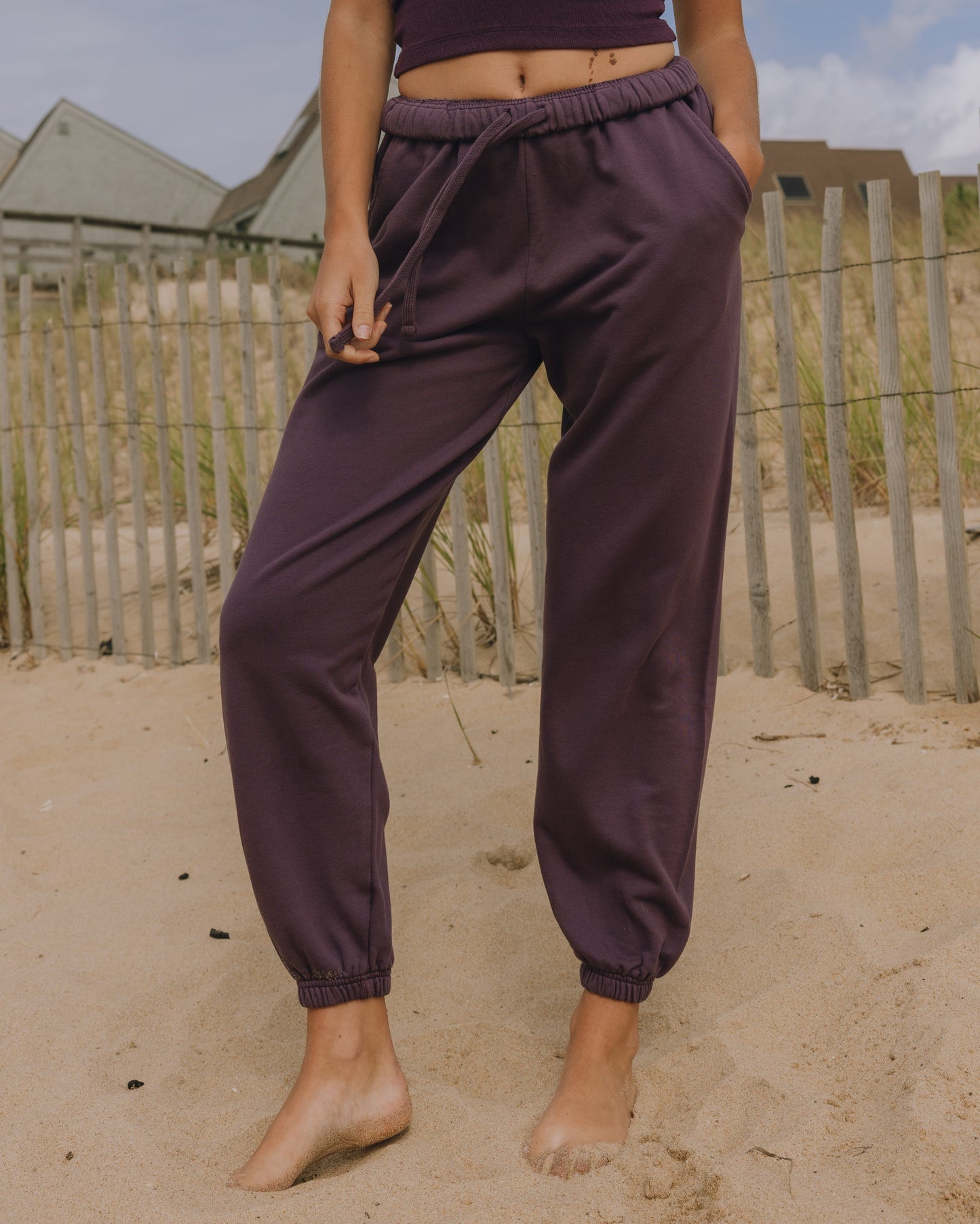 Unisex Joggers - Plum with Monochrome Patch