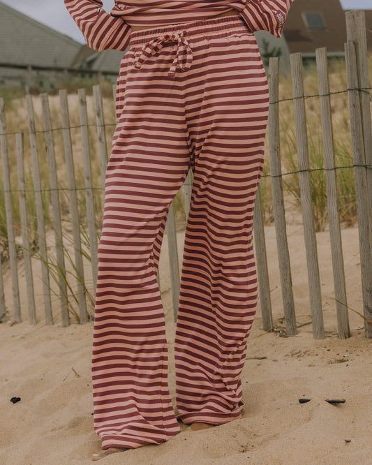 Striped Cotton Pants - Wine + Dusty Rose Stripe