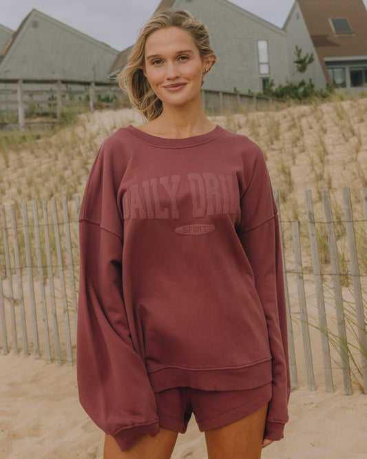 Oversized Sport Crew - Wine with Monochrome Patch