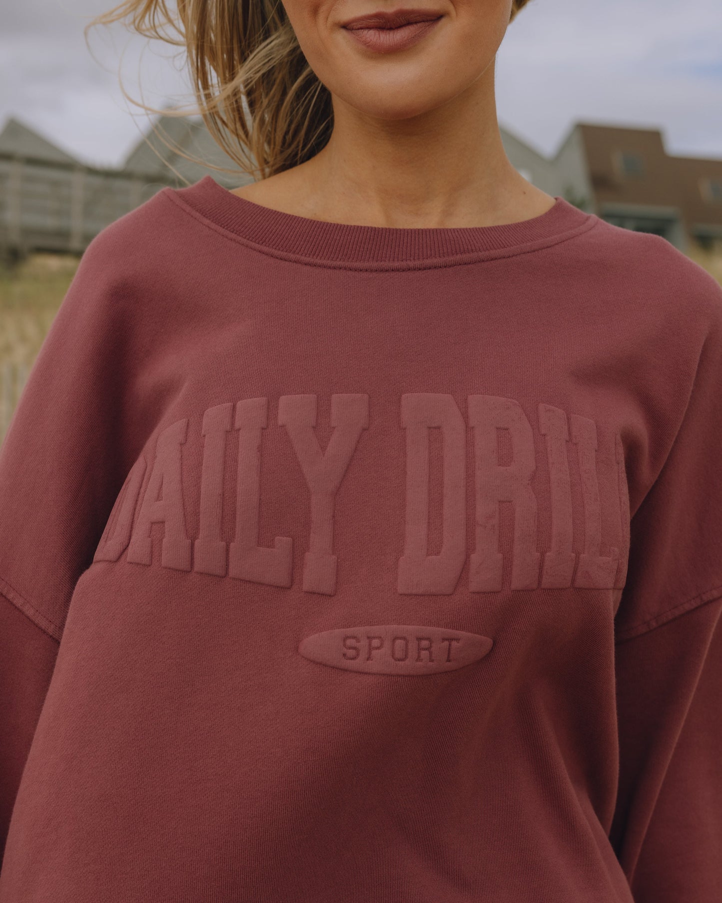 Oversized Sport Crew - Wine with Monochrome Patch