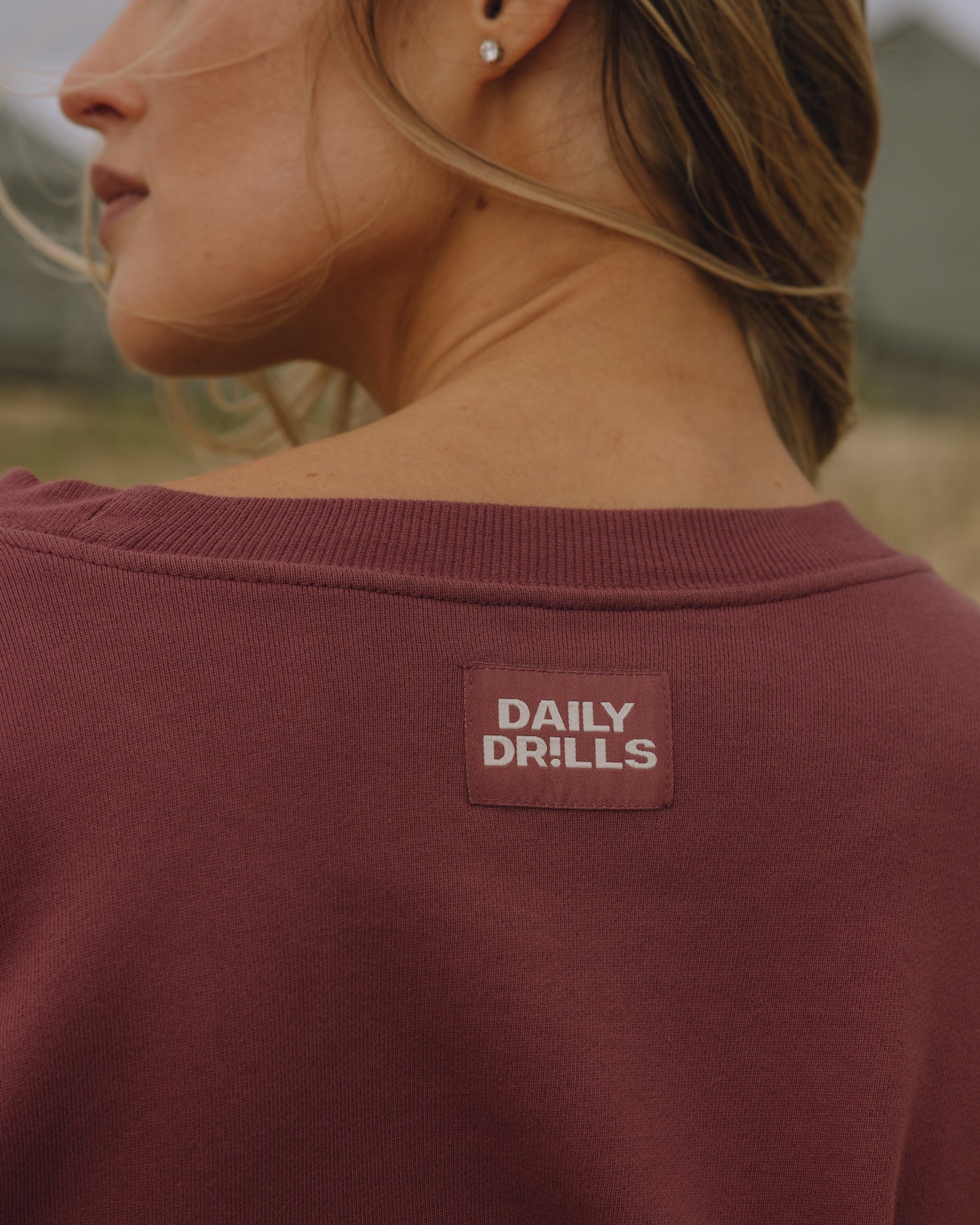 Oversized Sport Crew - Wine with Monochrome Patch