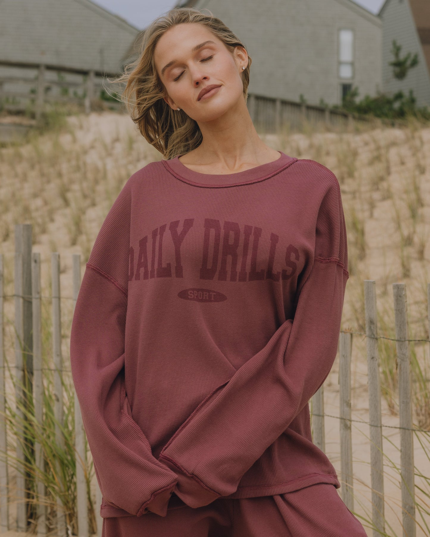 Oversized Sport Thermal - Wine with Monochrome Patch