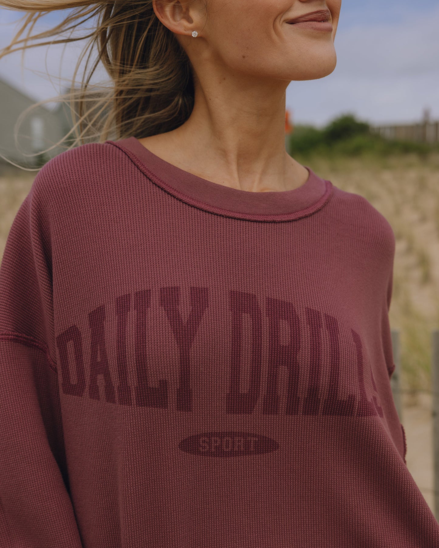 Oversized Sport Thermal - Wine with Monochrome Patch