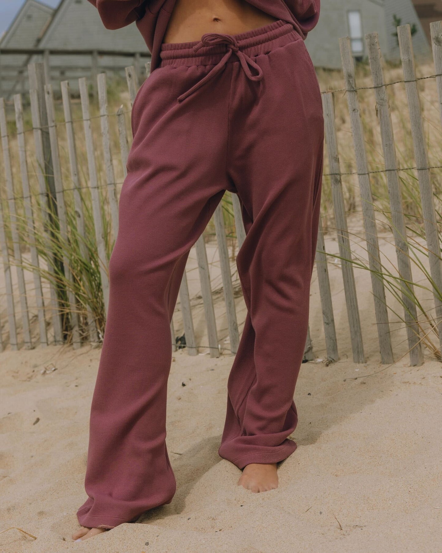 Thermal Resort Pants - Wine with Monochrome Patch