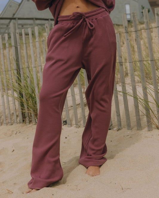 Thermal Resort Pants - Wine with Monochrome Patch