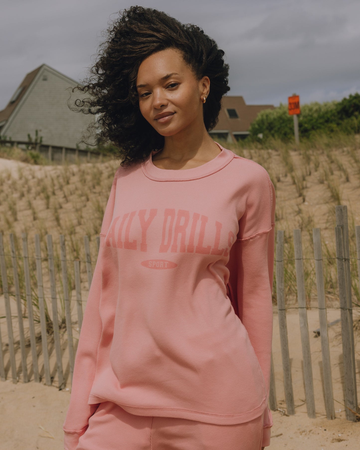 Oversized Sport Thermal - Dusty Rose with Monochrome Patch