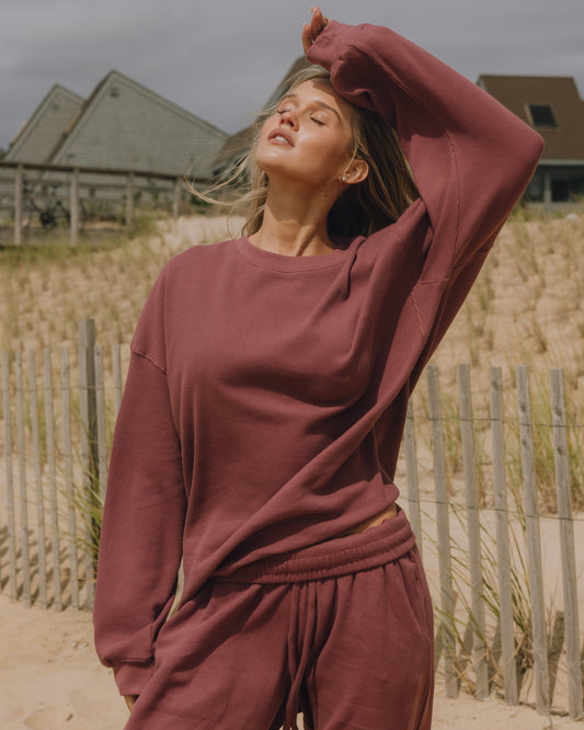 Oversized Sport Thermal - Wine with Monochrome Patch