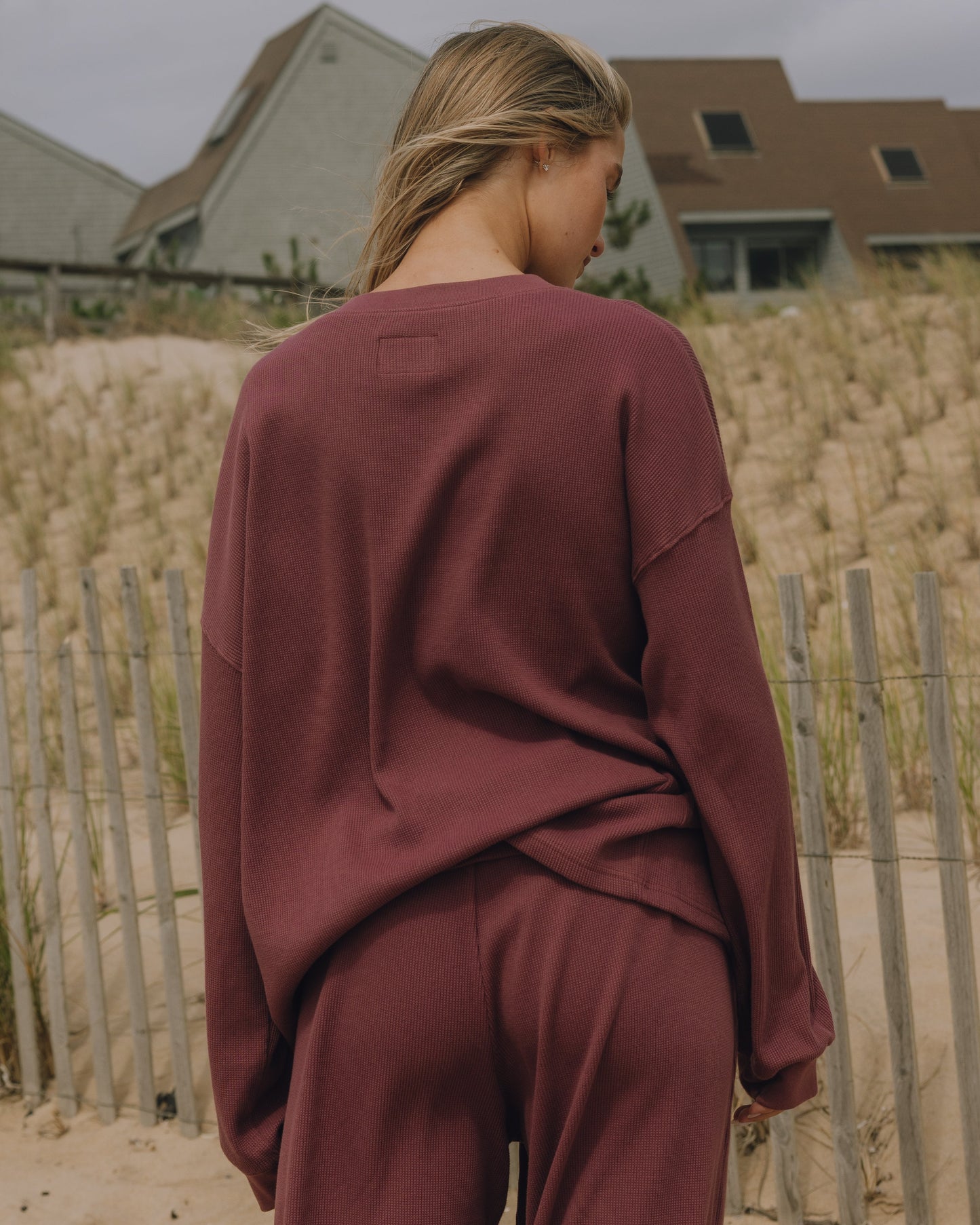 Oversized Sport Thermal - Wine with Monochrome Patch