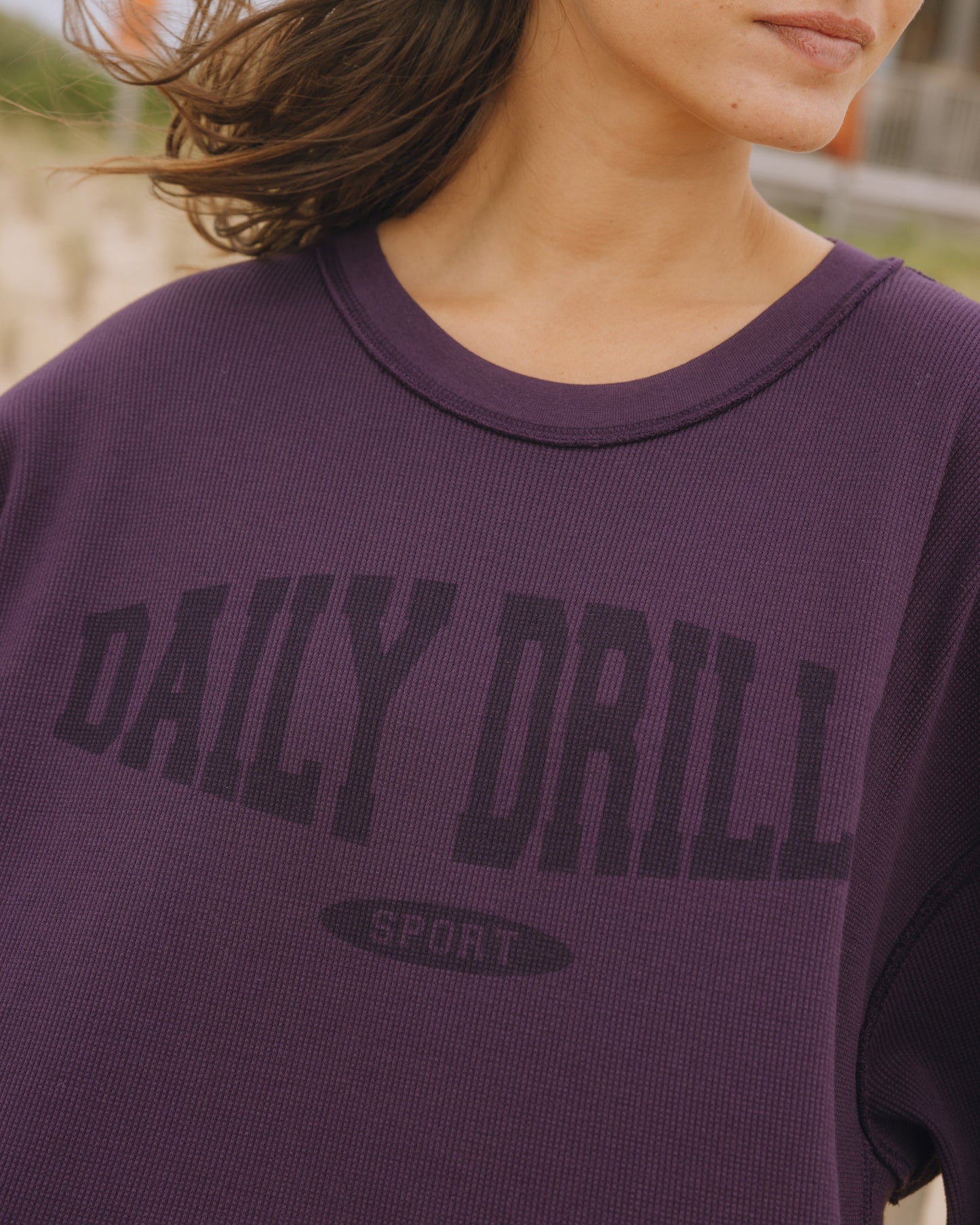 Oversized Sport Thermal - Plum with Monochrome Patch