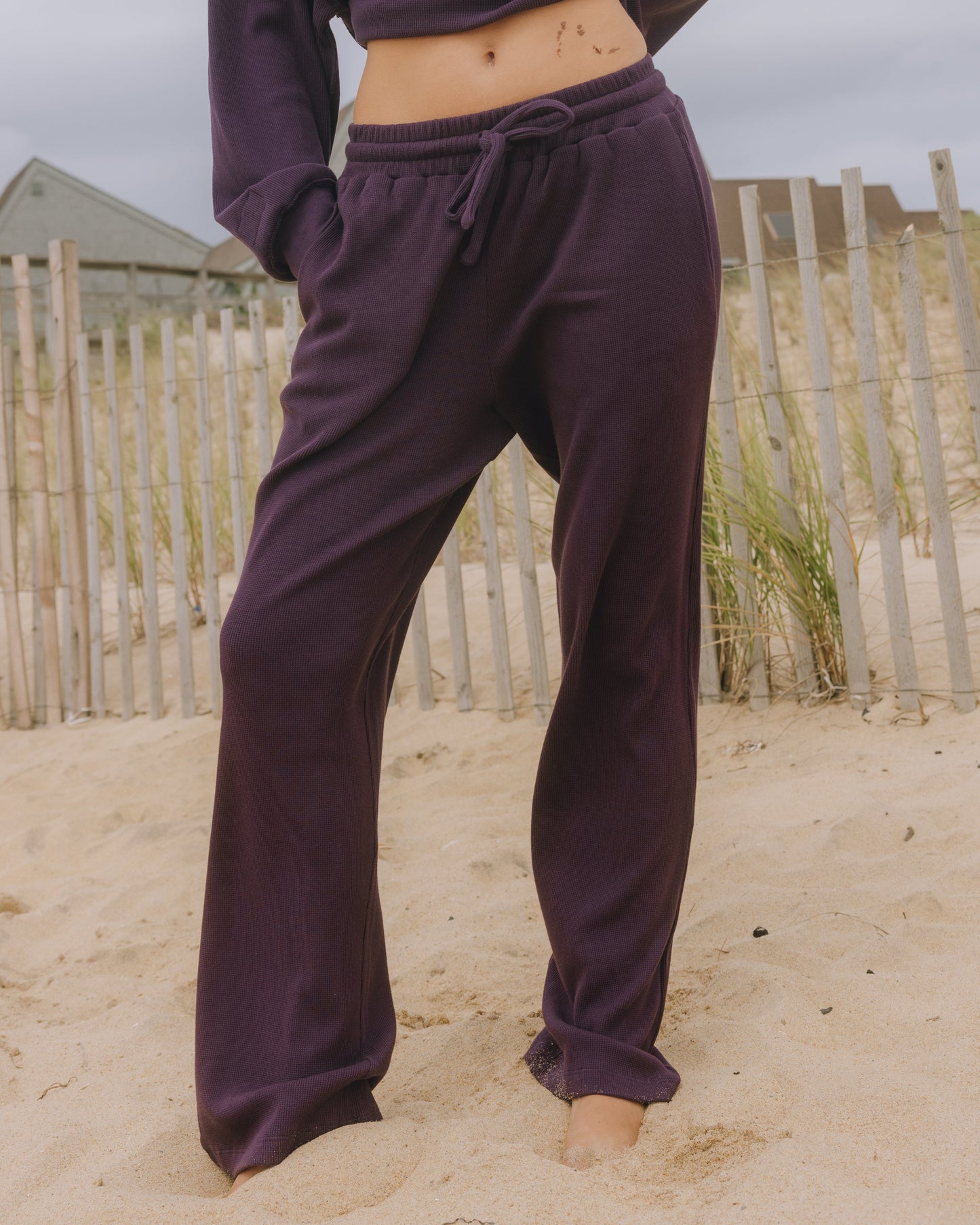 Thermal Resort Pants - Plum with Monochrome Patch