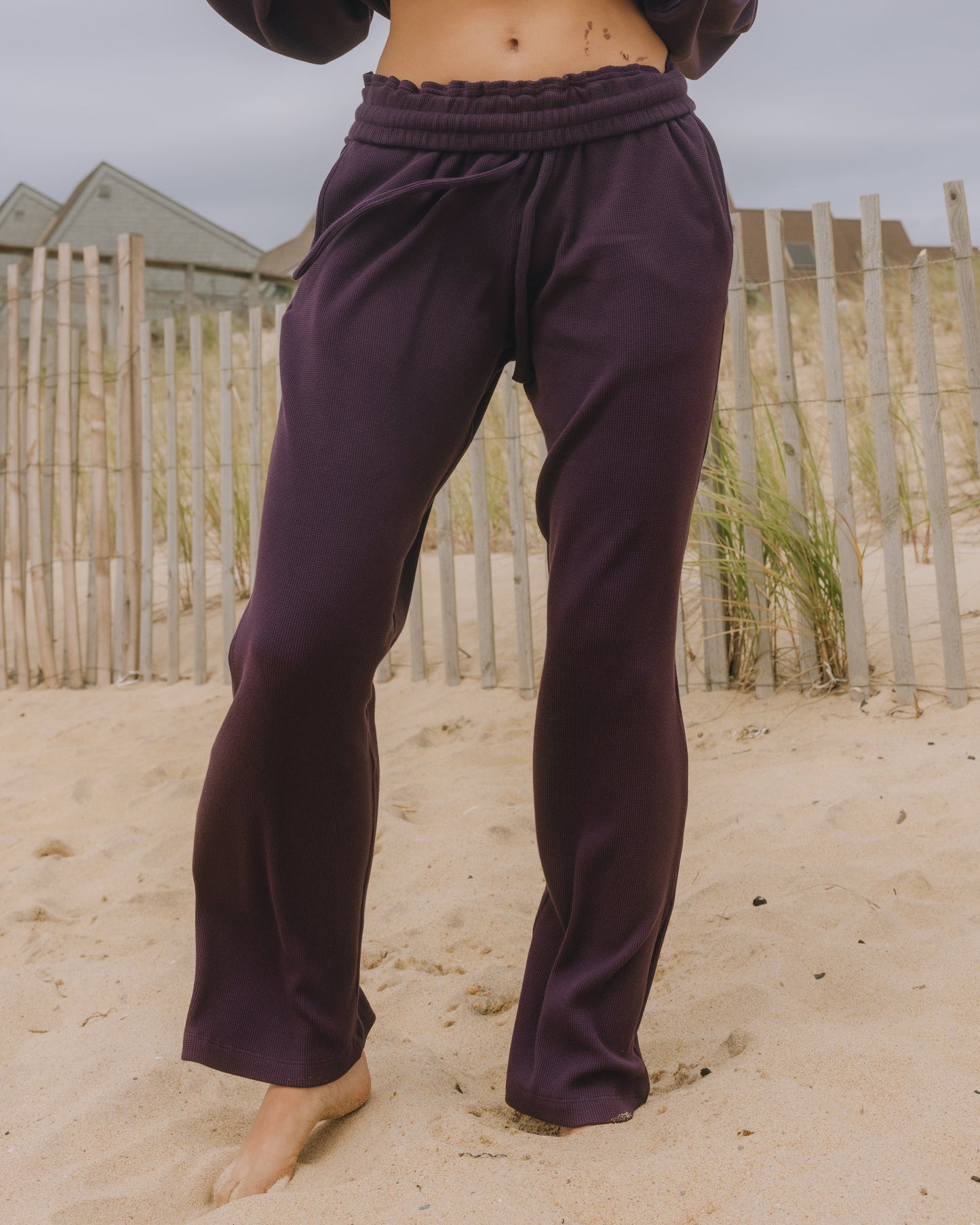Thermal Resort Pants - Plum with Monochrome Patch