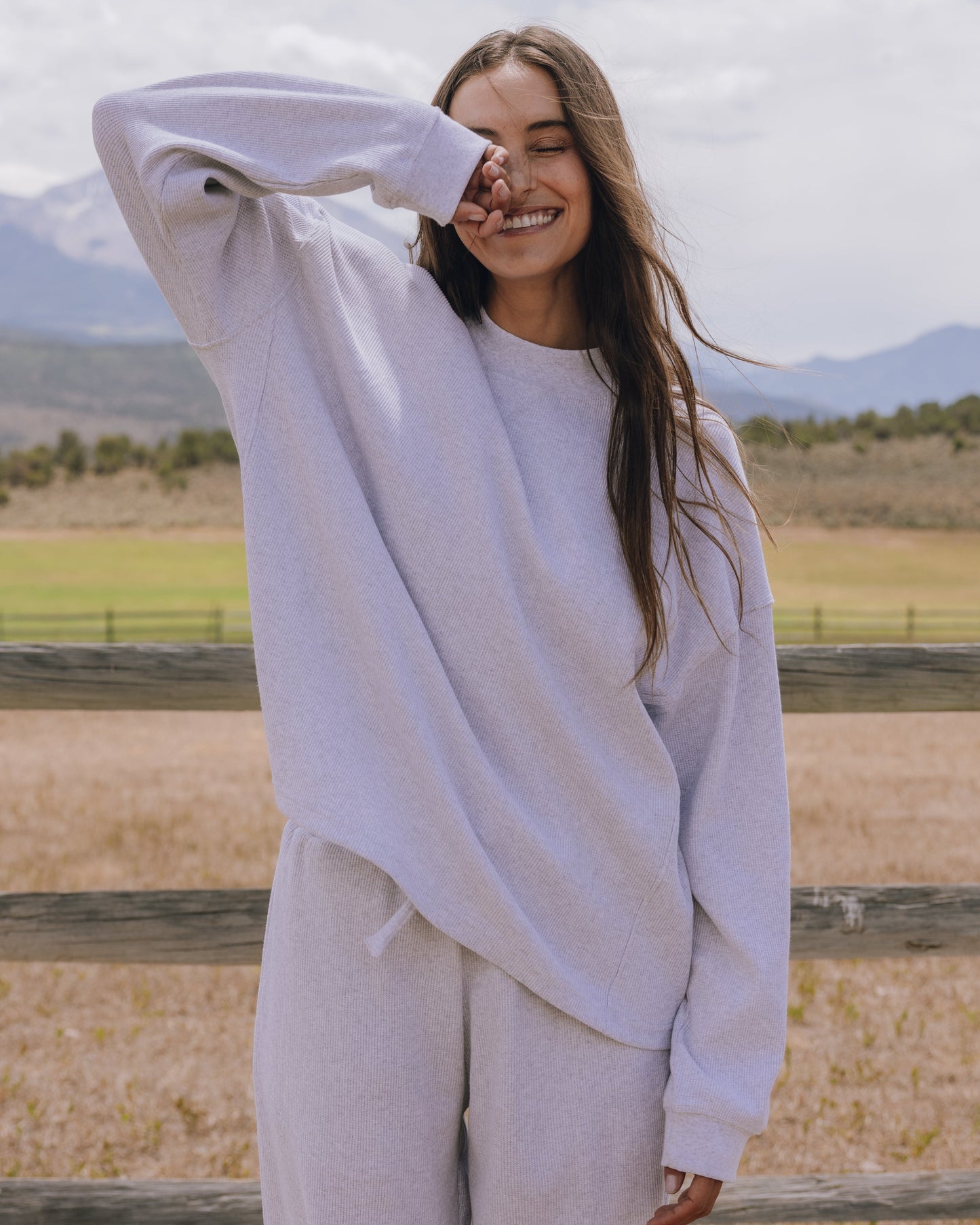 Oversized Vintage Thermal - Light Grey