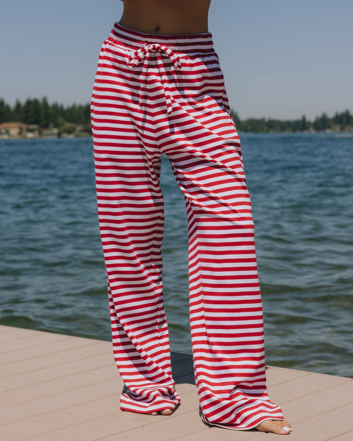 Striped Cotton Pants - Red + Cream Stripe