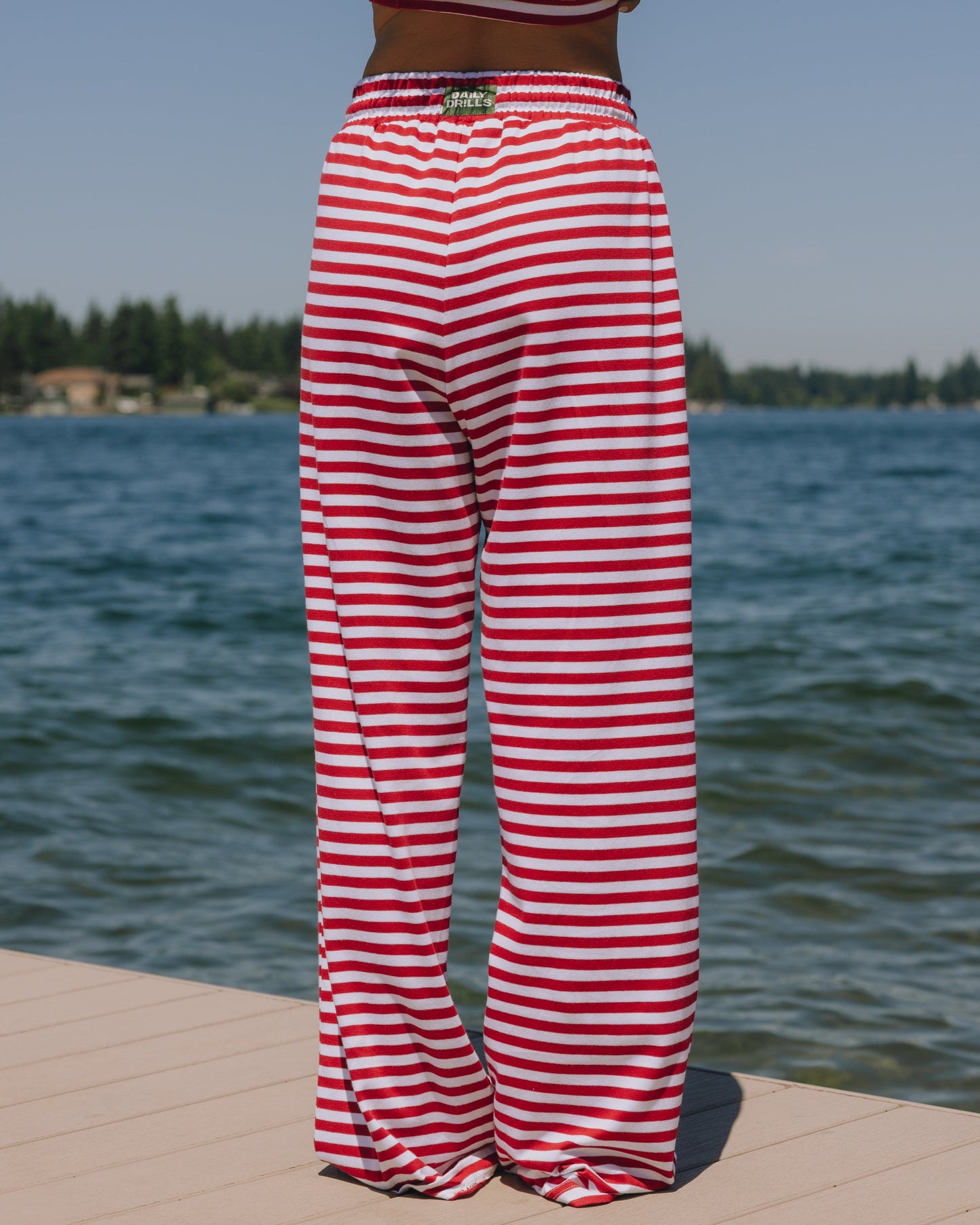 Striped Cotton Pants - Red + Cream Stripe